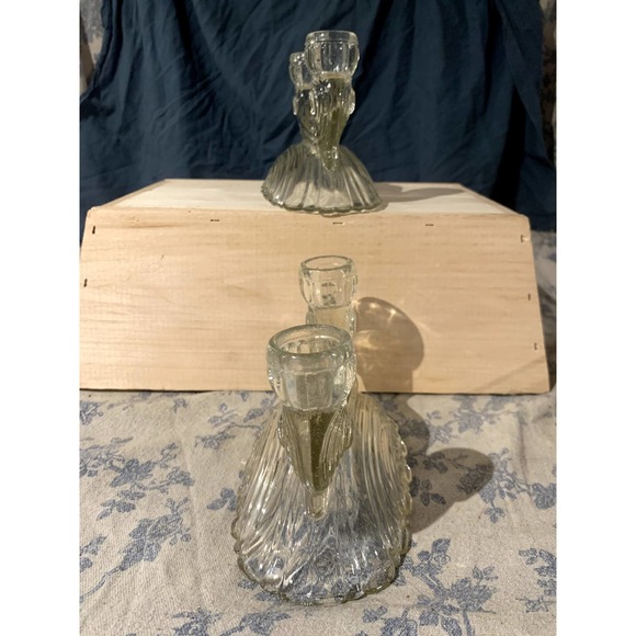 Pair of Vintage Double Light 208 Candlesticks by Slick Glass Company - Picture 4 of 16